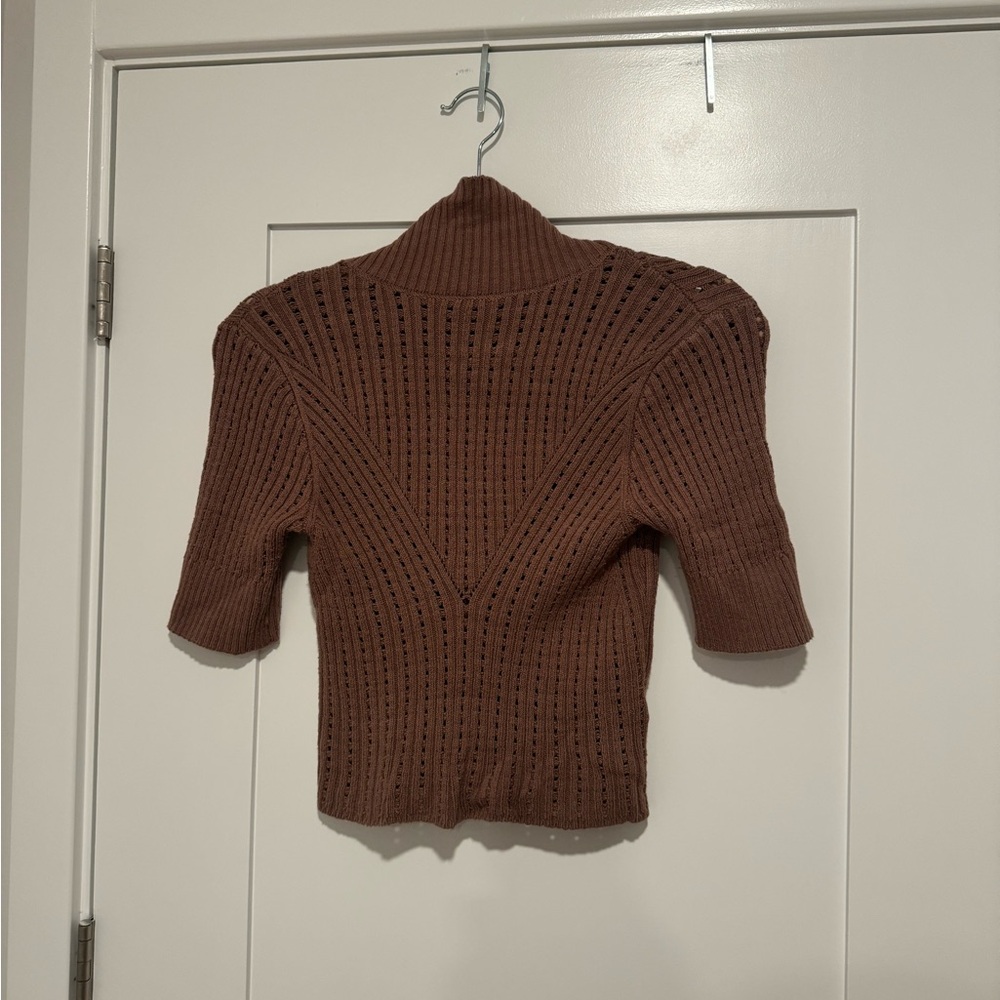 Vici Brown Short Sleeve Sweater Top